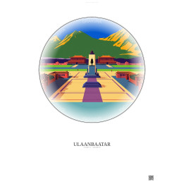 Ulaanbaatar Vintage Travel Poster – Sukhbaatar Square | Gravura – Light background