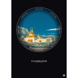 Ulaanbaatar Vintage Travel Poster – Ulaanbaatar | Gravura – Dark background