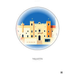 Affiche Valletta – Poster illustration vintage – Grandmaster S Palace | Gravura – Fond clair