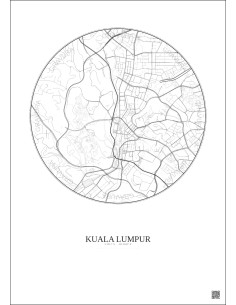 Kuala Lumpur City Map Poster 2.5km | Gravura – Light background 2