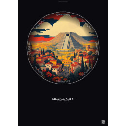 Mexico City Vintage Travel Poster – Famous Viewpoint Of Mexico City | Gravura – Dark background