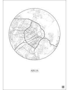 Abuja City Map Poster 10km | Gravura – Light background