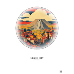 Mexico City Vintage Travel Poster – Famous Viewpoint Of Mexico City | Gravura – Light background
