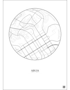 Affiche Abuja – Poster carte de ville 2.5km | Gravura – Fond clair 2
