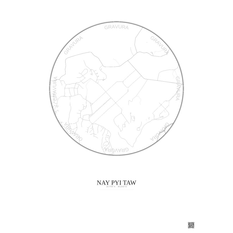 Affiche Nay Pyi Taw – Poster carte de ville 2.5km | Gravura – Fond clair