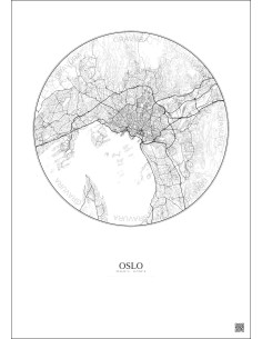 Oslo City Map Poster 10km | Gravura – Light background 2