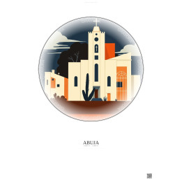 Abuja Vintage Travel Poster – National Church Of Nigeria | Gravura – Light background