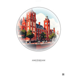 Affiche Amsterdam – Poster illustration vintage – Rijksmuseum | Gravura – Fond clair