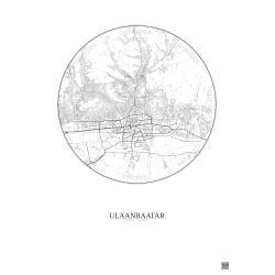 Affiche Ulaanbaatar – Poster carte de ville 10km | Gravura – Fond clair