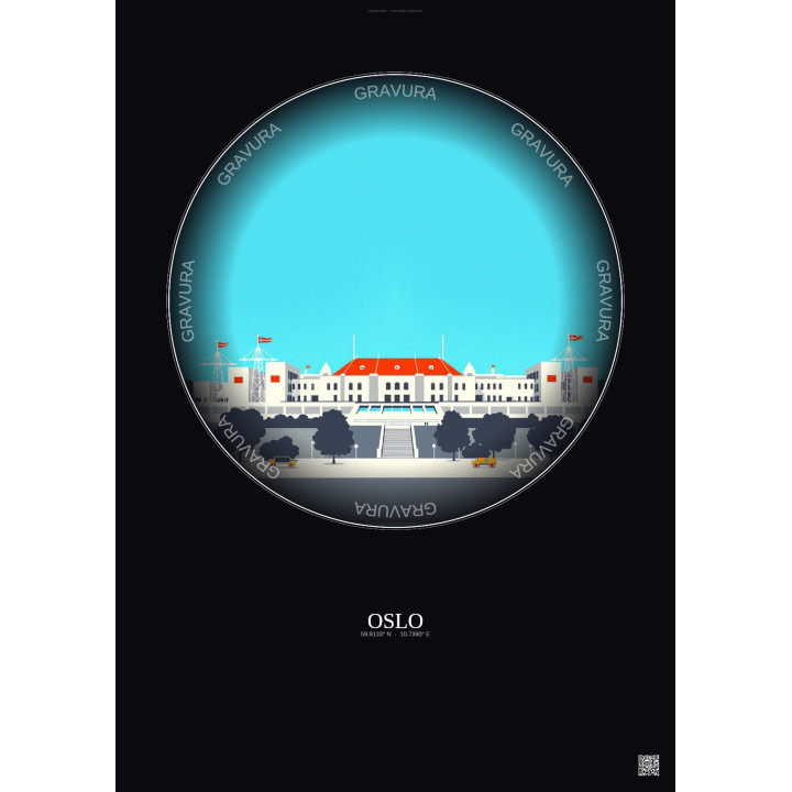 Oslo Vintage Travel Poster – Ullevaal Stadion | Gravura – Dark background