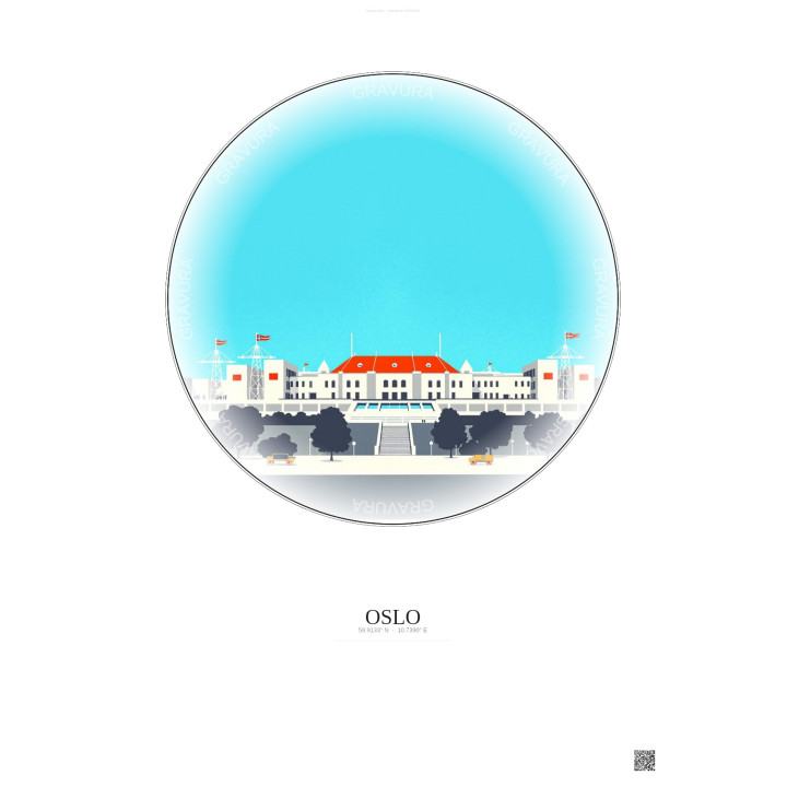 Oslo Vintage Travel Poster – Ullevaal Stadion | Gravura – Light background