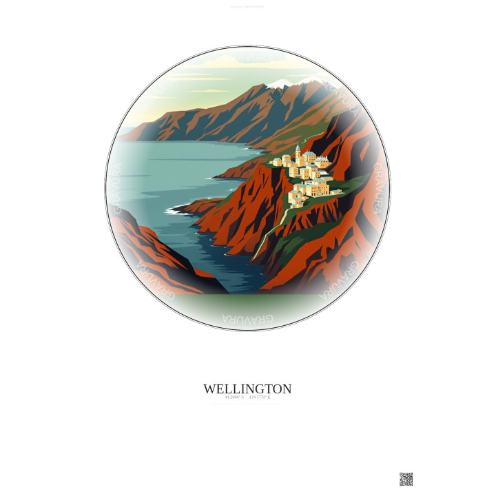 Affiche Wellington – Poster illustration vintage – Wellington | Gravura – Fond clair