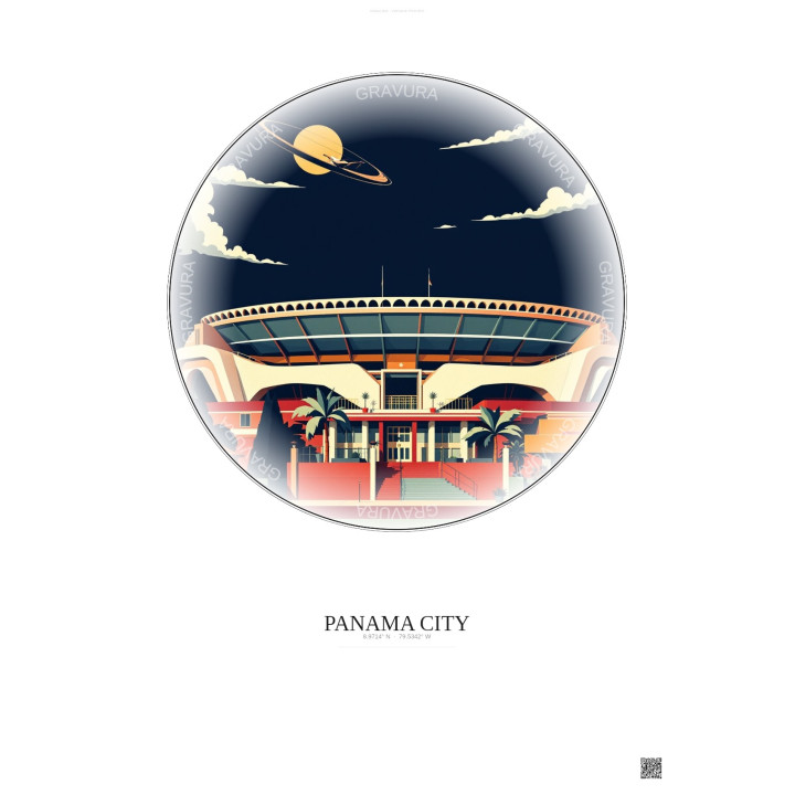 Panama City Vintage Travel Poster – Estadio Rommel Fernandez | G