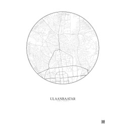 Affiche Ulaanbaatar – Poster carte de ville 2.5km | Gravura – Fond clair