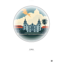 Lima Vintage Travel Poster – National University Of San Marcos | Gravura – Light background
