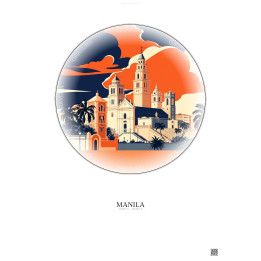 Affiche Manila – Poster illustration vintage – Manila | Gravura – Fond clair