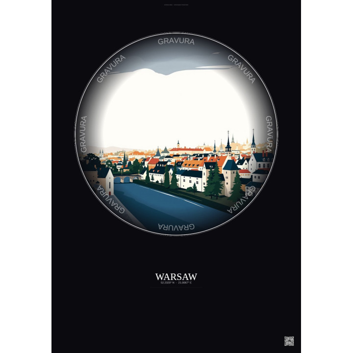 Affiche Warsaw – Poster illustration vintage – Warsaw Ghetto | Gravura – Fond foncé