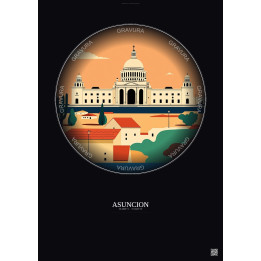 Asuncion Vintage Travel Poster – Famous Viewpoint Of Asuncion | Gravura – Dark background