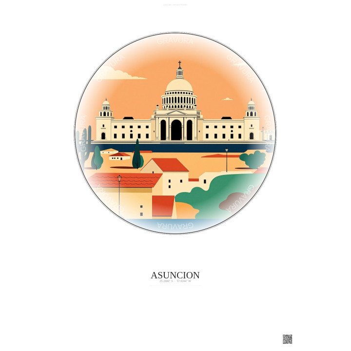 Asuncion Vintage Travel Poster – Famous Viewpoint Of Asuncion | Gravura – Light background