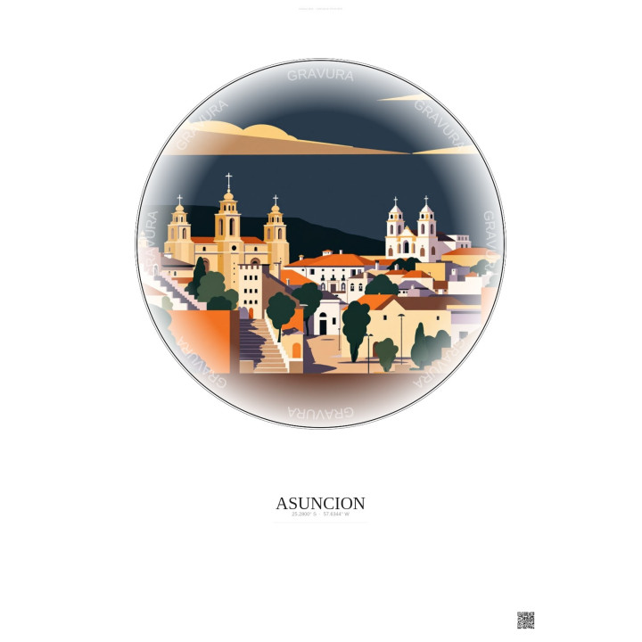 Asuncion Vintage Travel Poster – Historic Old Town Of Asuncion | Gravura – Light background