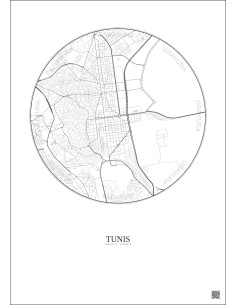 Tunis City Map Poster 2.5km | Gravura – Light background