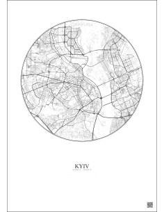 Affiche Kyiv – Poster carte de ville 10km | Gravura – Fond clair 2