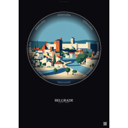 Affiche Belgrade – Poster illustration vintage – Belgrade | Gravura – Fond foncé