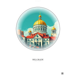 Affiche Belgrade – Poster illustration vintage – Church Of Saint Sava | Gravura – Fond clair