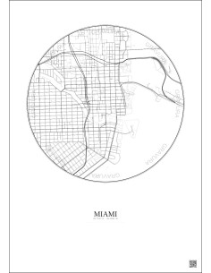 Miami City Map Poster 2.5km | Gravura – Light background 2