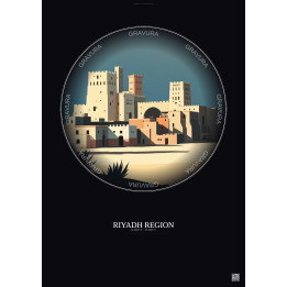 Riyadh Region Vintage Travel Poster – Historic Old Town Of Riyadh Region | Gravura – Dark background