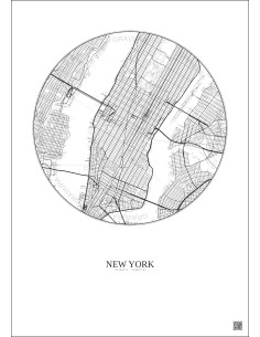 Affiche New York – Poster carte de ville 5km | Gravura – Fond clair 2