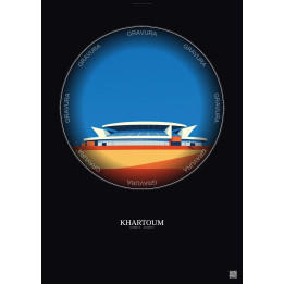 Khartoum Vintage Travel Poster – Khartoum Stadium | Gravura – Dark background