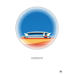 Khartoum Vintage Travel Poster – Khartoum Stadium | Gravura – Light background