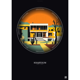 Khartoum Vintage Travel Poster – National Museum Of Sudan | Gravura – Dark background