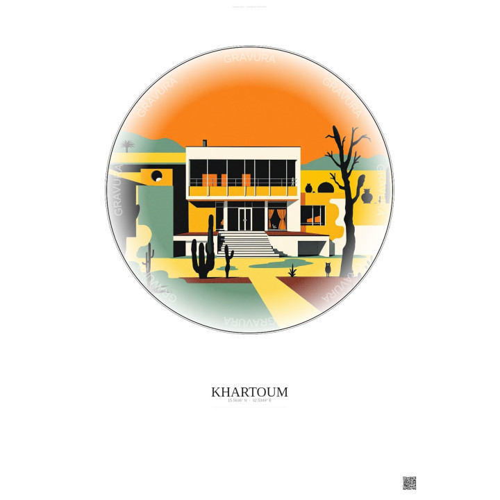 Khartoum Vintage Travel Poster – National Museum Of Sudan | Gravura – Light background