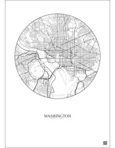 Washington City Map Poster 6km | Gravura – Light background 2