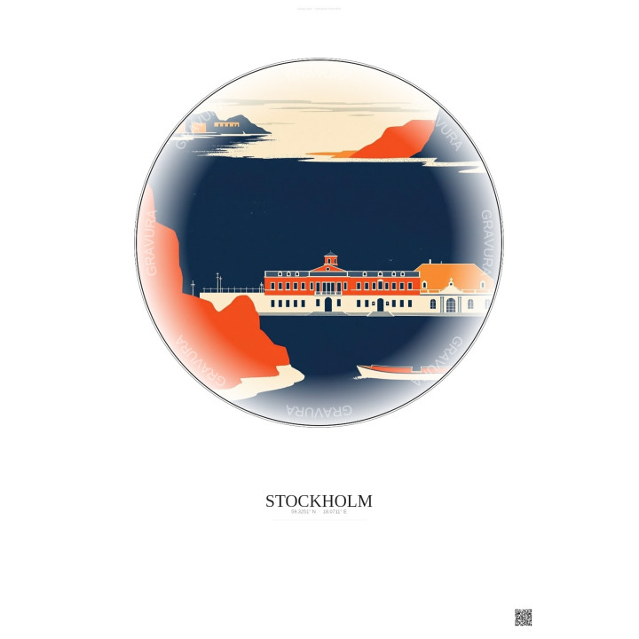Affiche Stockholm – Poster illustration vintage – Nationalmuseum | Gravura – Fond clair