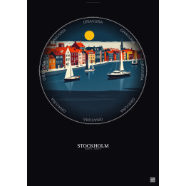 Stockholm Vintage Travel Poster – Stockholm | Gravura – Dark background