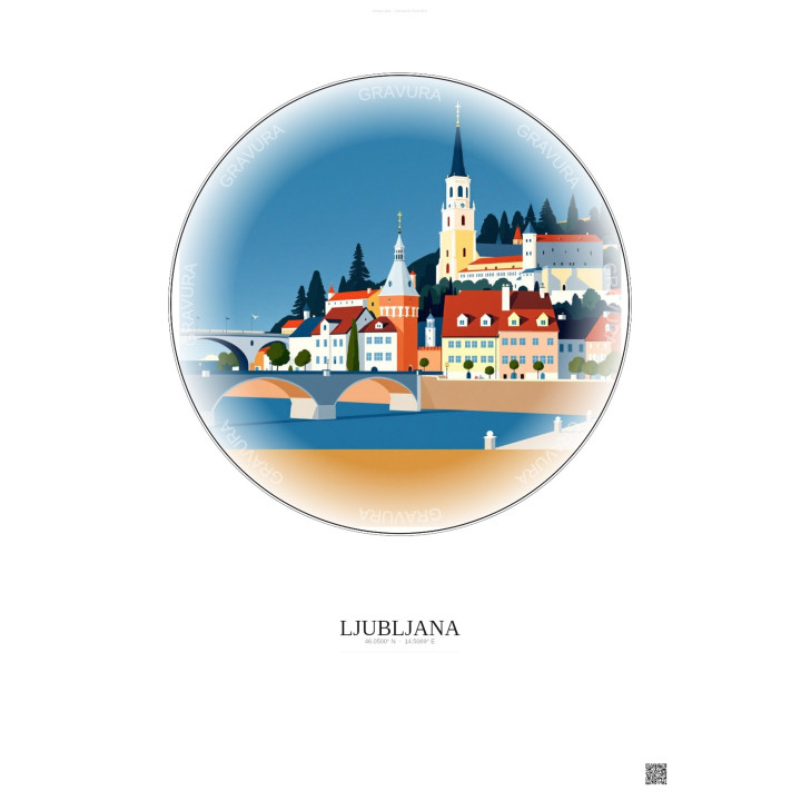 Ljubljana Vintage Travel Poster – Ljubljana | Gravura – Light background
