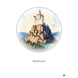 Affiche Bratislava – Poster illustration vintage – Bratislava Castle | Gravura – Fond clair