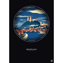 Bratislava Vintage Travel Poster – Bratislava | Gravura – Dark background