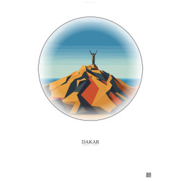 Dakar Vintage Travel Poster – African Renaissance Monument | Gravura – Light background