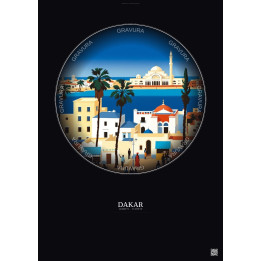 Dakar Vintage Travel Poster – Dakar | Gravura – Dark background
