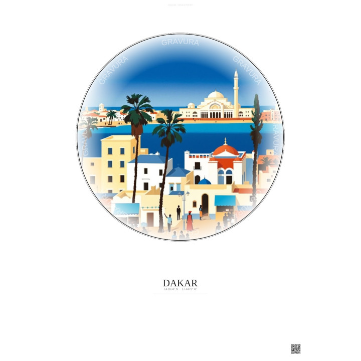 Dakar Vintage Travel Poster – Dakar | Gravura – Light background