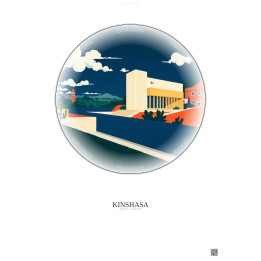 Kinshasa Vintage Travel Poster – National Museum Of The Democratic Republic Of Congo | Gravura – Light background