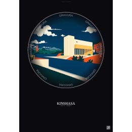 Kinshasa Vintage Travel Poster – National Museum Of The Democratic Republic Of Congo | Gravura – Dark background