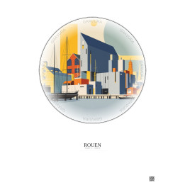 Rouen Vintage Travel Poster – Musee Maritime Fluvial Et Portuaire De Rouen | Gravura – Light background