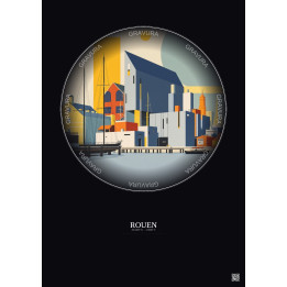 Affiche Rouen – Poster illustration vintage – Musee Maritime Fluvial Et Portuaire De Rouen | Gravura – Fond foncé