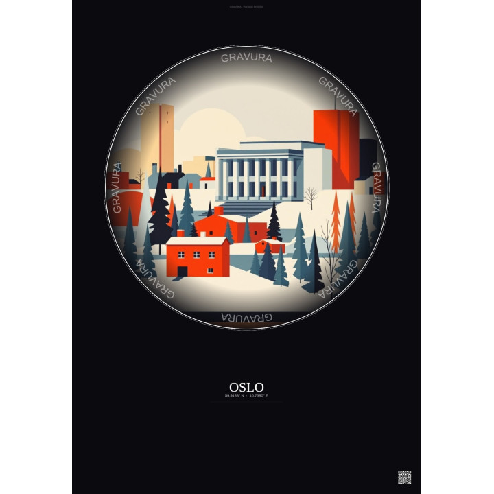 Affiche Oslo – Poster illustration vintage – National Museum Of 