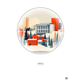 Affiche Oslo – Poster illustration vintage – National Museum Of Art Architecture And Design | Gravura – Fond clair